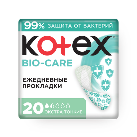 Прокладки ежедневные Kotex Bio-Care экстра тонкие