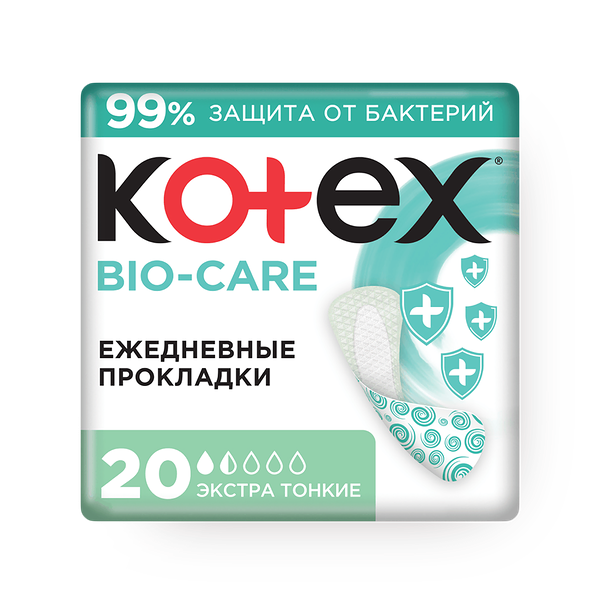 Прокладки ежедневные Kotex Bio-Care экстра тонкие