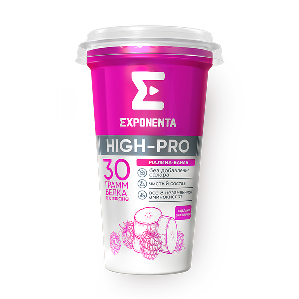 Напиток кисломолочный High Pro малина-банан