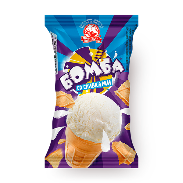 Мороженое «Бомба» с ароматом ванили в вафельном стакане