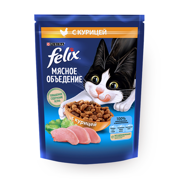 Сухой корм для кошек Felix Мясное объедение с курицей