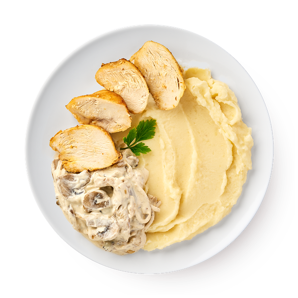 Курица По-строгановски с пюре «Сегодня»
