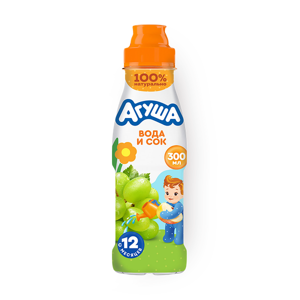 Вода с соком «Агуша» яблоко-виноград с 12 месяцев