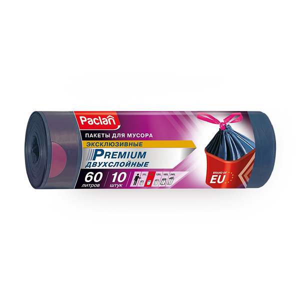 Мешки для мусора Paclan Premium двухслойные с тесьмой