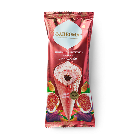 Мороженое пломбир Bahroma инжир с миндалём в рожке