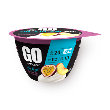 יוגורט גו במרקם סמיך עם אפרסק פסיפלורה 0% שומן