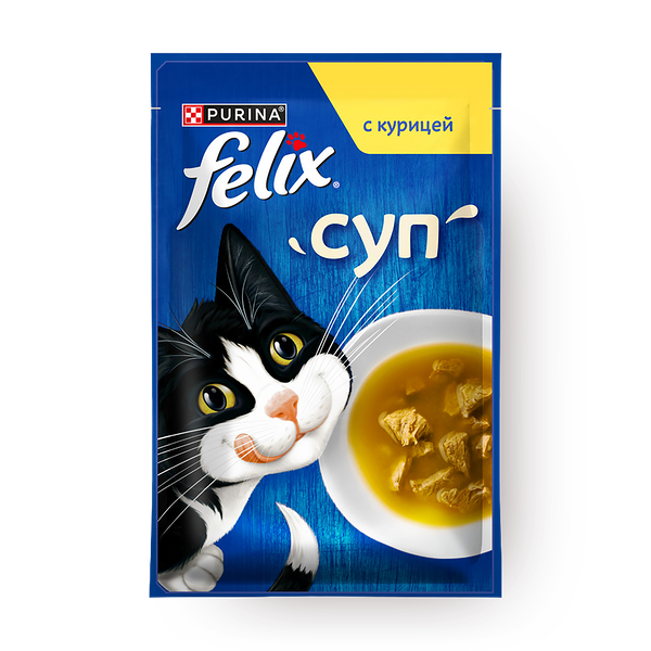 Влажный корм для кошек Felix суп с курицей