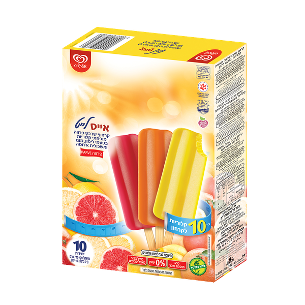 Ice popsicles flavored Lemon, Mango and Red Grapefruit