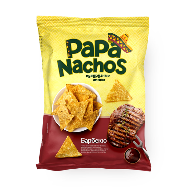 Чипсы Papa Nachos со вкусом барбекю