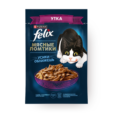 Влажный корм для кошек Felix Мясные ломтики утка