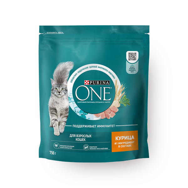 Сухой корм кошек Purina One с курицей и цельным злаками