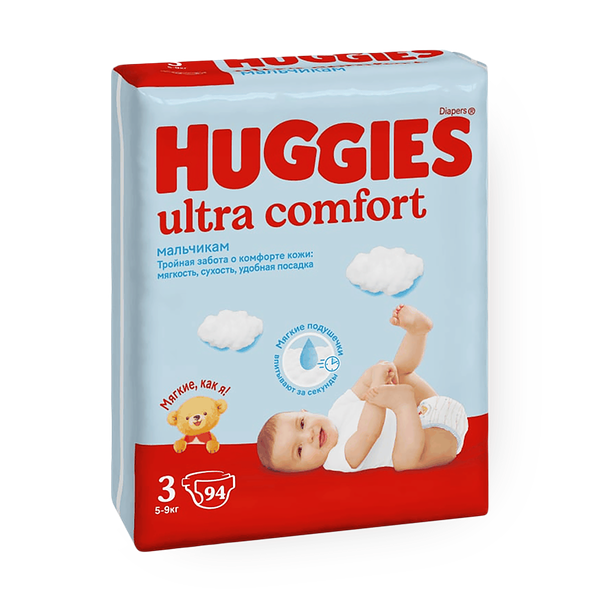 Подгузники Huggies Ultra Comfort для мальчиков 3 размер 5-9 кг