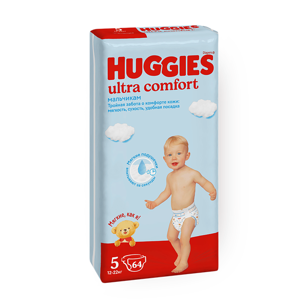 Подгузники Huggies Ultra Comfort для мальчиков 5 размер 12-22 кг