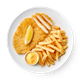 Шницель куриный с картофелем фри и соусом тысяча островов «Из Лавки»