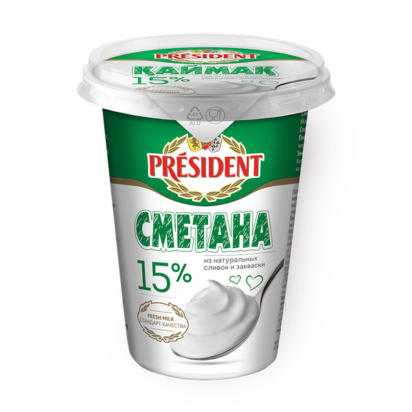 Сметана «President» 15%