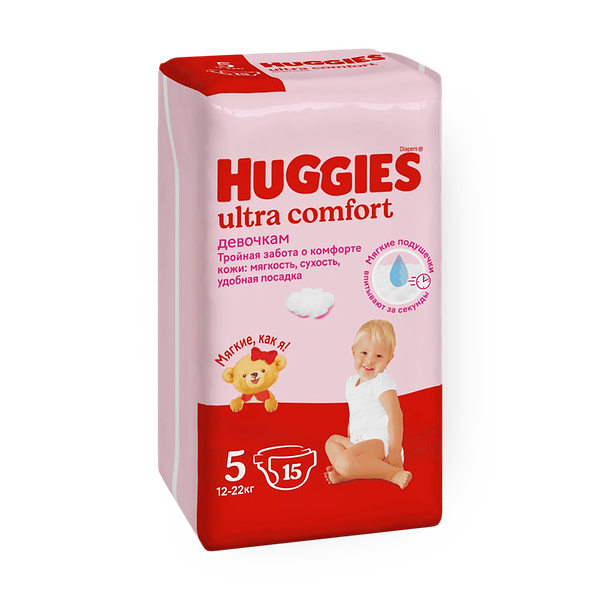 Подгузники Huggies Ultra Comfort для девочек 5 размер 12-22 кг