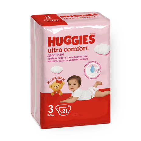 Подгузники Huggies Ultra Comfort для девочек 3 размер 5-9 кг