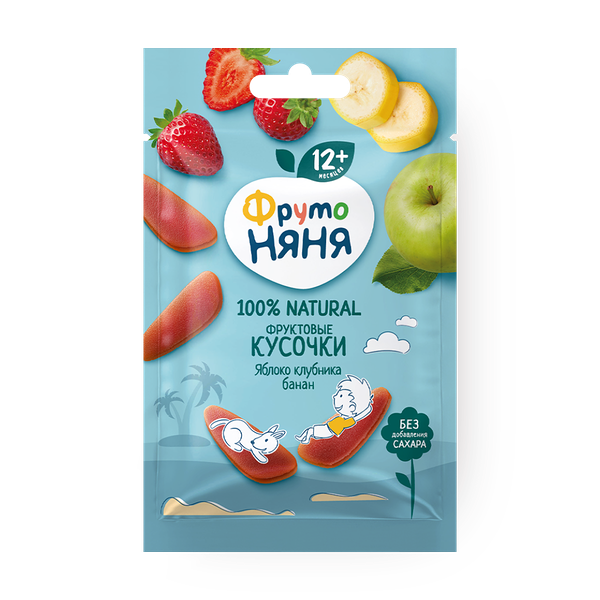 Фруктовые кусочки «ФрутоНяня» яблоко-клубника-банан с 12 месяцев