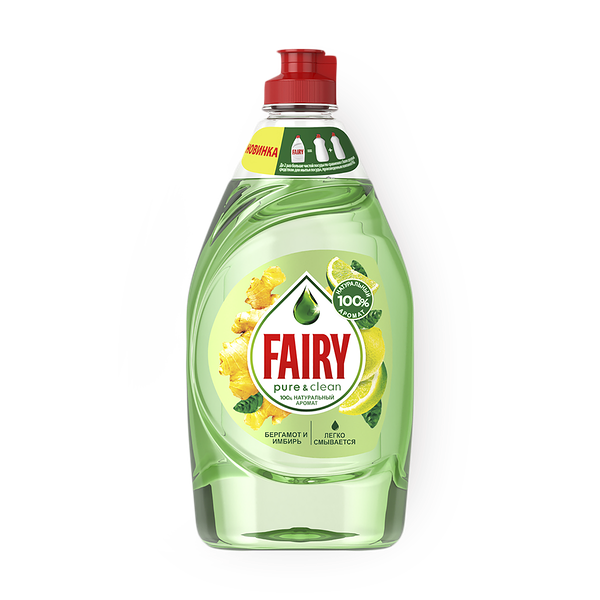 Средство для мытья посуды Fairy Pure&Clean Бергамот и Имбирь