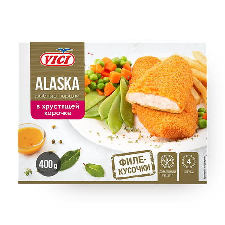 Рыбные порции из филе рубленого Alaska в хрустящей корочке Vici замороженные