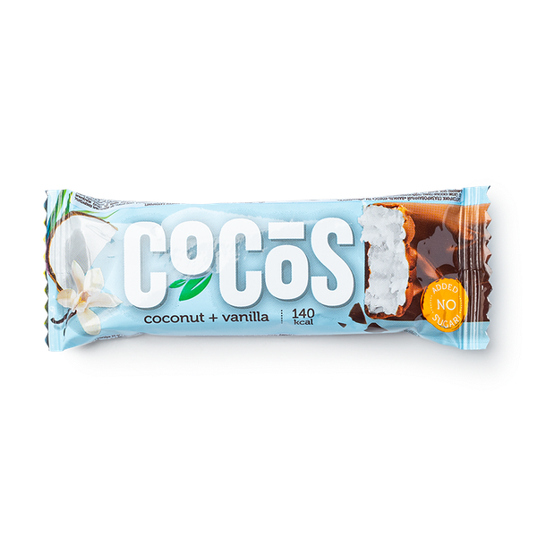 Батончик низкоуглеводный FitnesShock Cocos ваниль-кокос в глазури без сахара