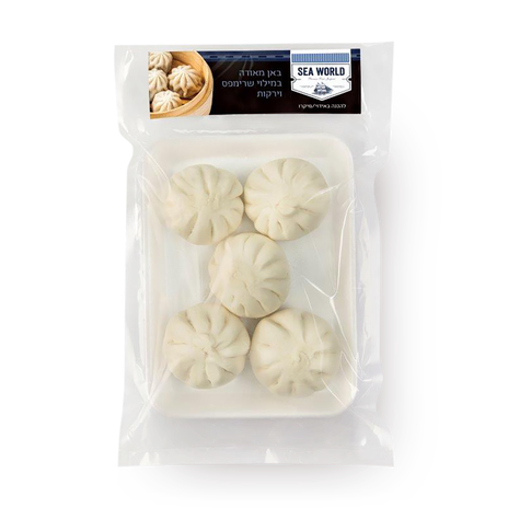 Steamed bun filled with shrimp and Sea World vegetables