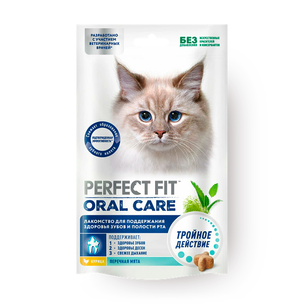Лакомство для кошек Perfect Fit для поддержания здоровья зубов и полости рта курица