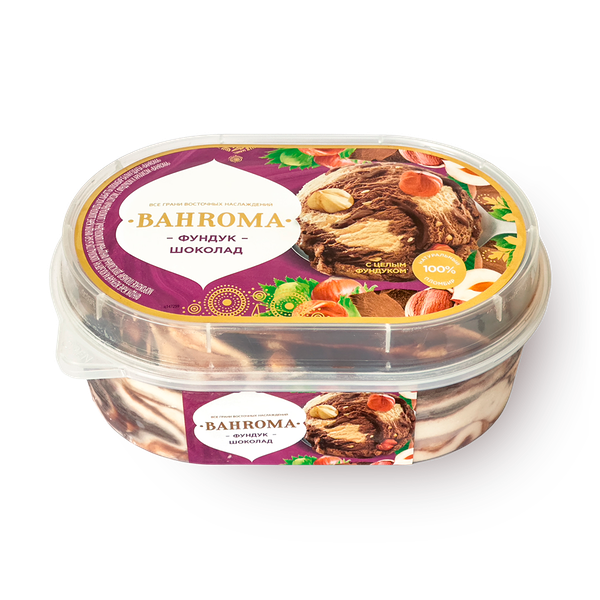 Мороженое пломбир Вahroma двухслойный с фундуком, арахисом и шоколадным соусом