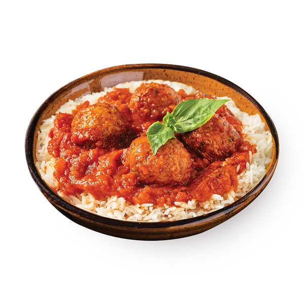 Madam Perez Chicken meatballs in tomato sauce comes with rice