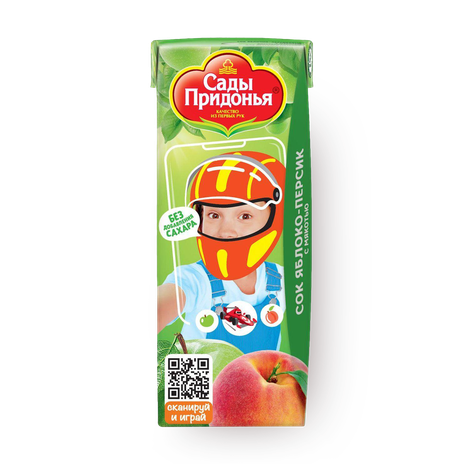 Сок «Сады Придонья» яблоко-персик с мякотью с 5 месяцев