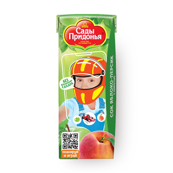 Сок «Сады Придонья» яблоко-персик с мякотью с 5 месяцев