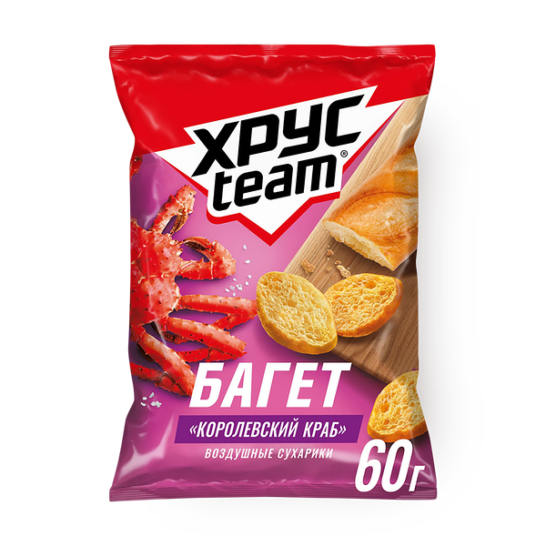 Сухарики Хрусteam Багет королевский краб