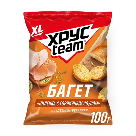 Сухарики Хрусteam Багет XL индейка с горчичным соусом