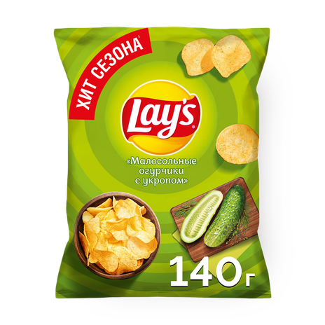 Чипсы Lay's Малосольные огурчики с укропом