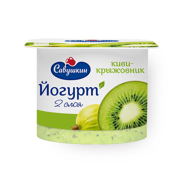 Йогурт «Савушкин» двухслойный 2% киви-крыжовник