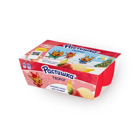 Творожок «Растишка» со вкусом клубники, банана и пломбира 3,5%