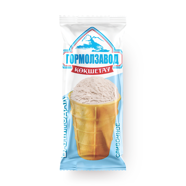 Мороженое сливочное «Кокшетауское» в вафельном стаканчике