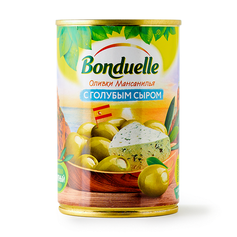 Оливки Мансанилья Bonduelle с голубым сыром