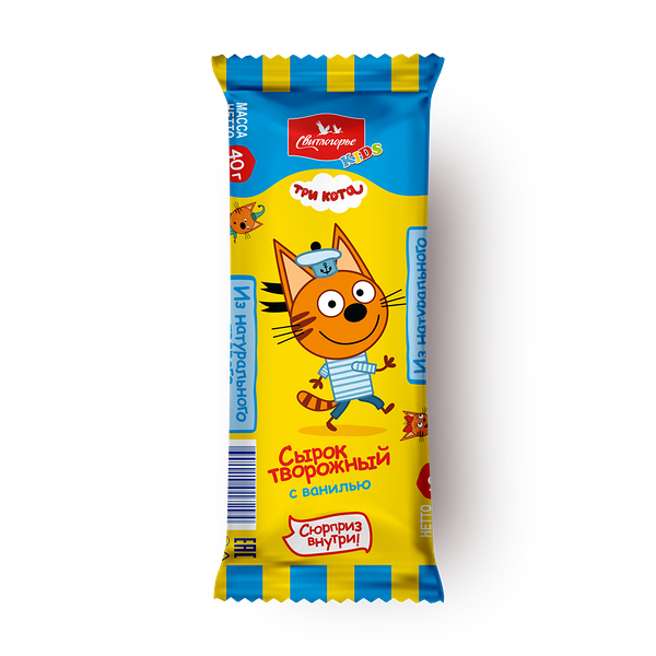 Сырок глазированный «Свитлогорье» Три кота со вкусом ванили 16%