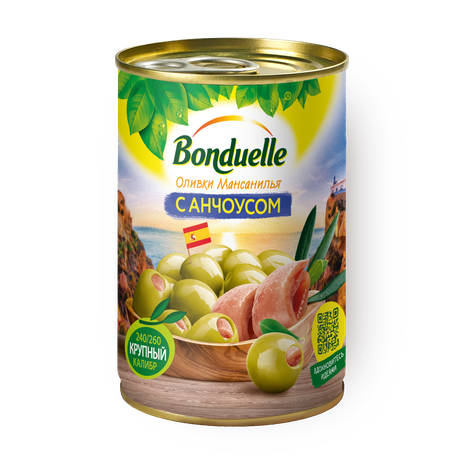 Оливки Мансанилья Bonduelle с анчоусом