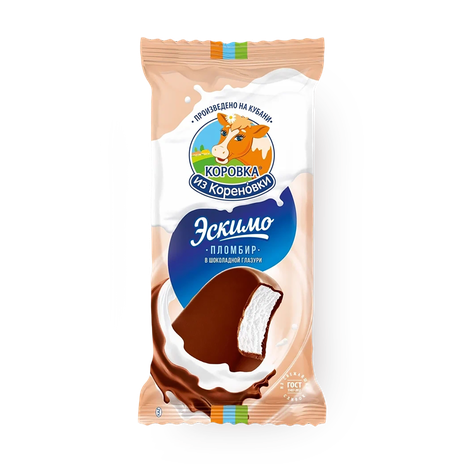 Мороженое пломбир «Коровка из Кореновки» в шоколадной глазури