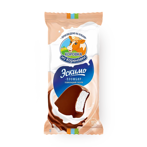 Мороженое пломбир «Коровка из Кореновки» в шоколадной глазури