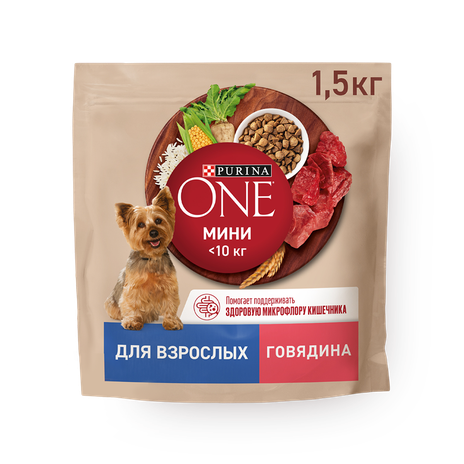 Сухой корм для взрослых собак Purina One Mini со вкусом говядины