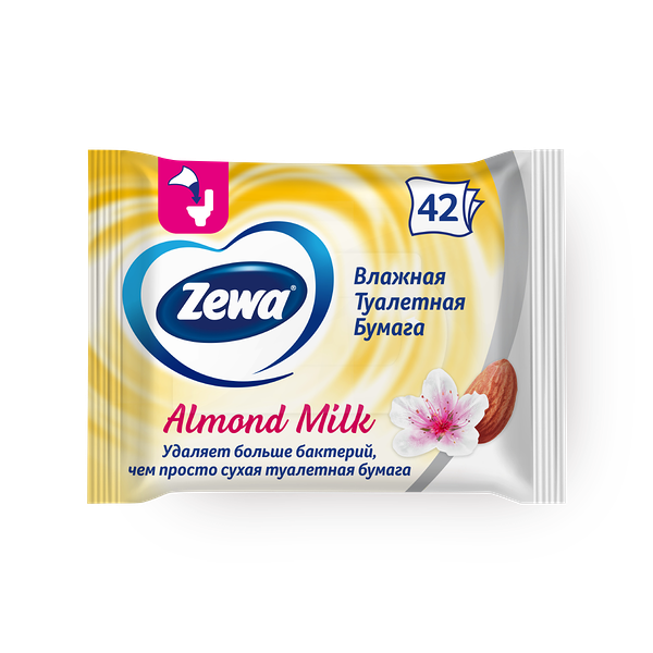 Влажная туалетная бумага Zewa миндальное молочко
