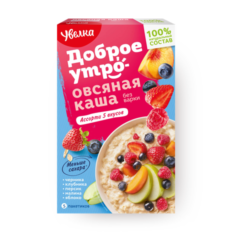 Каша овсяная «Увелка» порционная ассорти без варки 5 вкусов