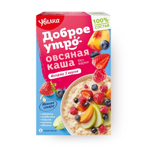 Каша овсяная «Увелка» порционная ассорти без варки 5 вкусов