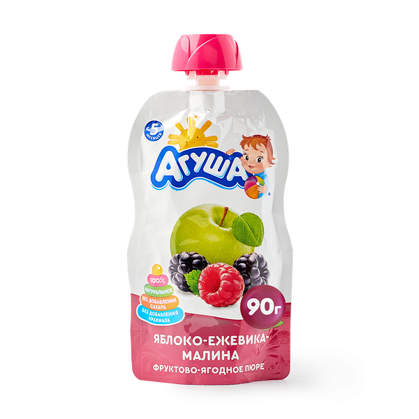Фруктовое пюре «Агуша» яблоко-ежевика-малина