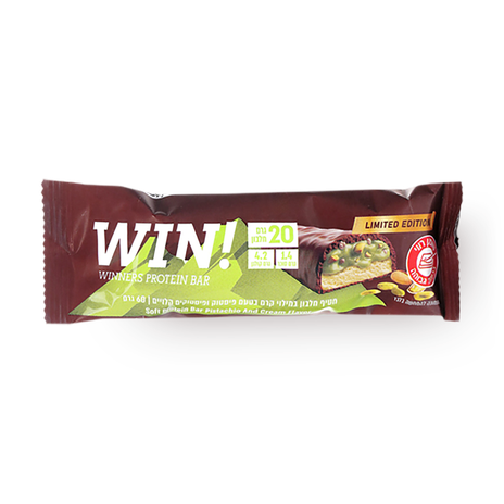WIN! חטיף חלבון במילוי קרם בטעם פיסטוק ופיסטוקים קלויים