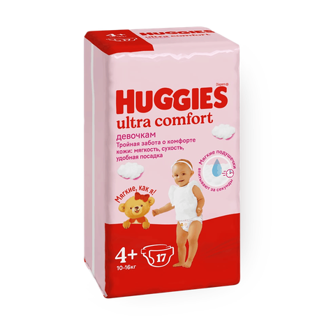 Подгузники Huggies Ultra Comfort для девочек 4+ размер 10-16 кг