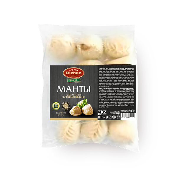 Манты с мясом «Бижан» замороженные